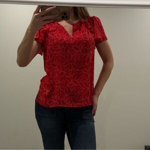 Red Floral Women's Top